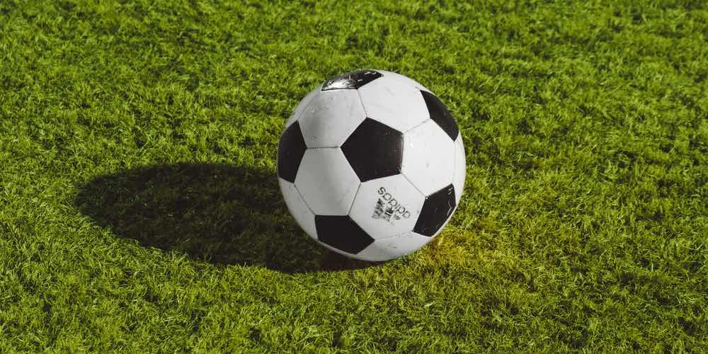 A football on a grass field