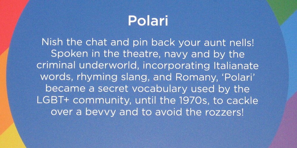 Rainbow plaque in Leeds describing Polari