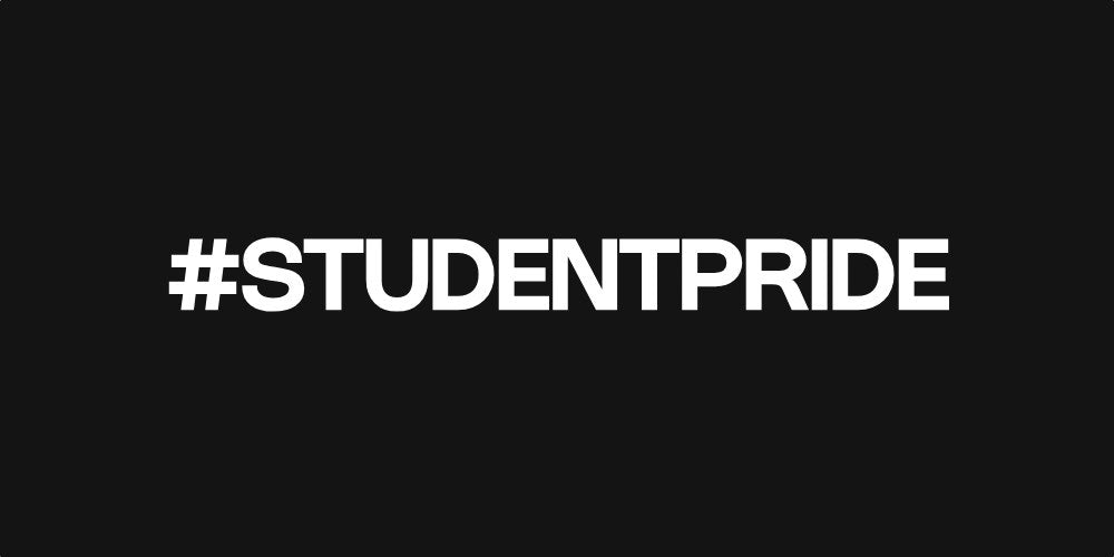#STUDENTPRIDE white text on black background
